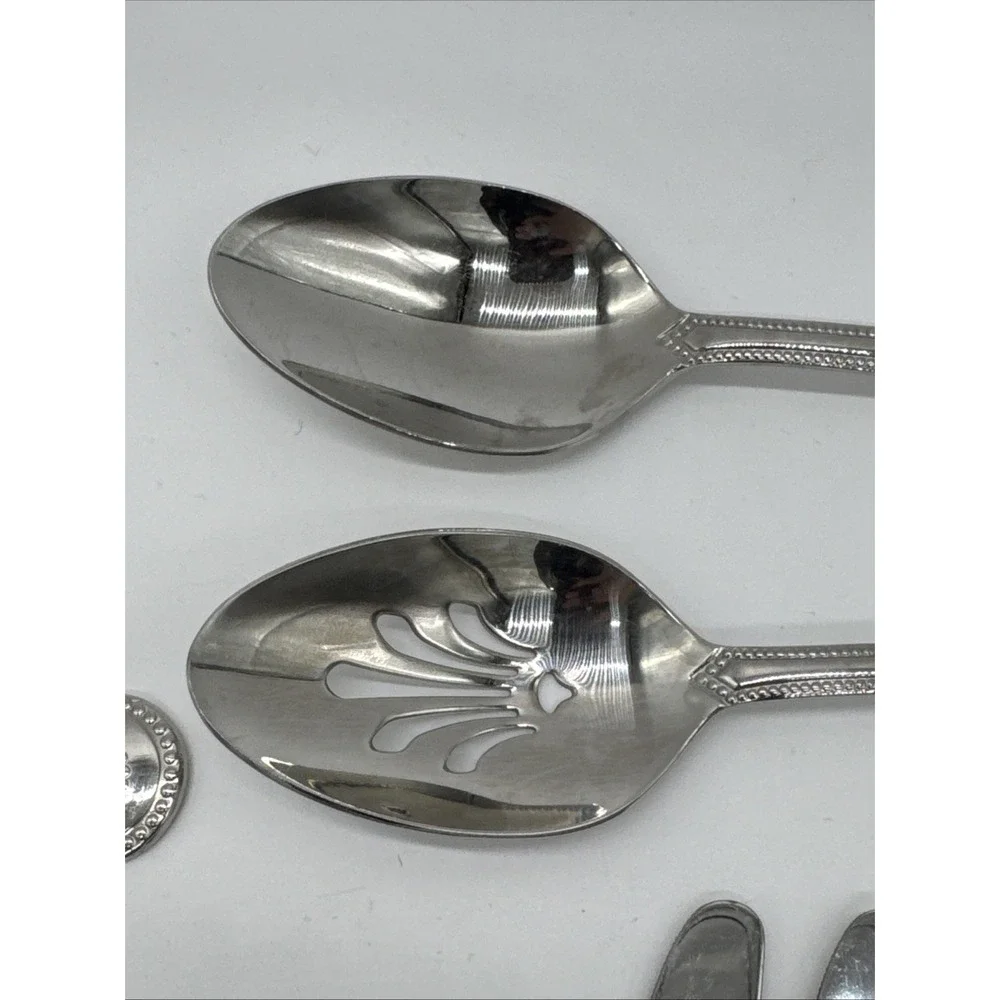 Lenox French Perle Beaded Teardrop‎ 18/10 Vietnam Stainless Steel 60 Pc Set